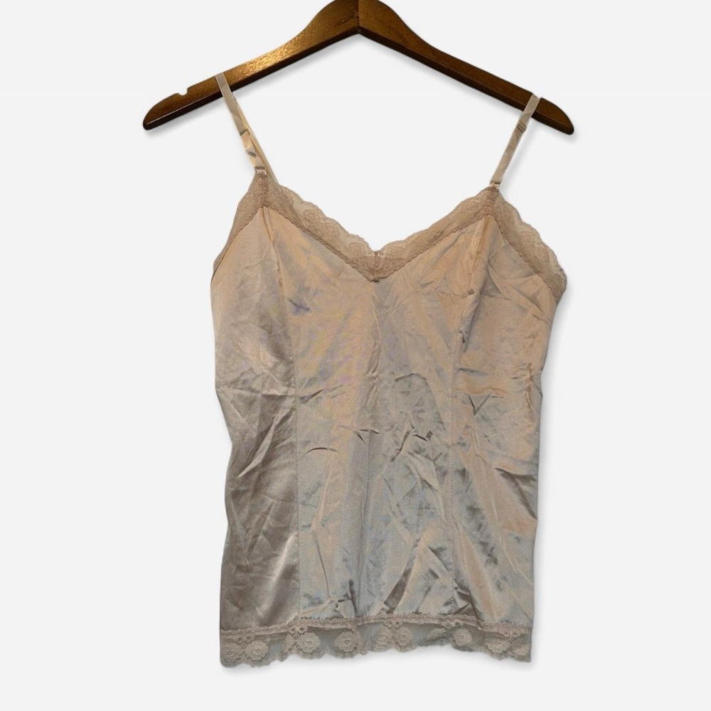 Vintage Tan Lace Trim Cami Top